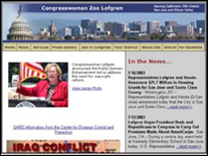 Image of Zoe Lofgren's Home Page in 2003.